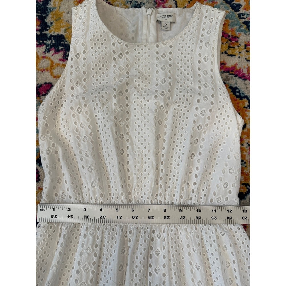 J.Crew White Eyelet Sleeveless Tiered Midi Dress Women's Sz‎ 0 Boho Western Chic - Picture 6 of 11